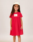 Lil Legs Red Short Sleeve Patch Dress