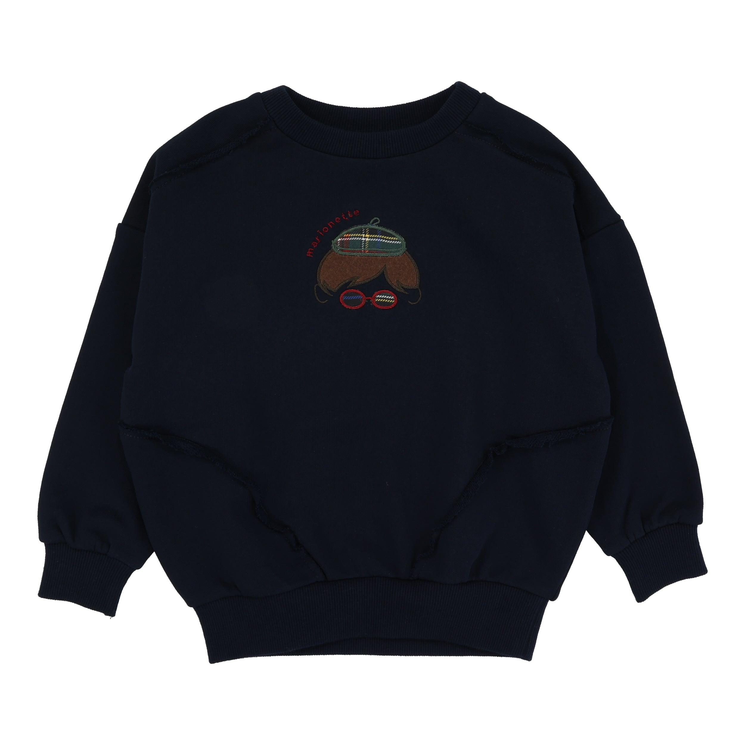 Lil Legs Navy Plaid Detail Boys Sweatshirt