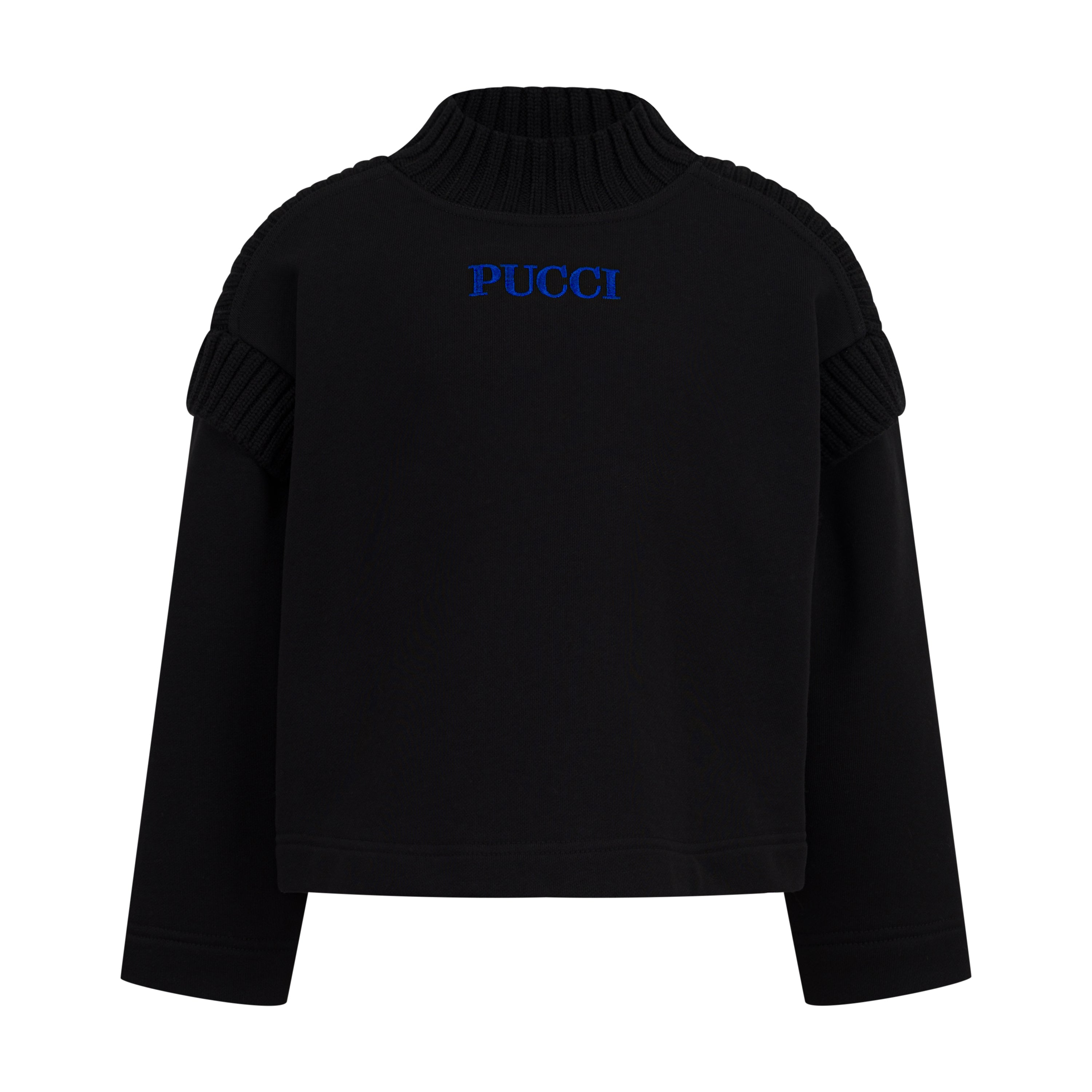 Pucci Ruffled Blue Logo Sweater