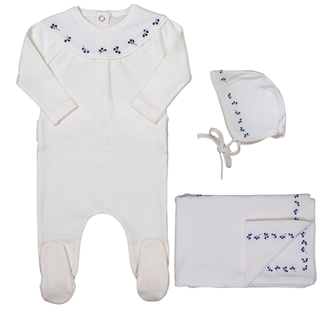 Bee And Dee Lily Embroidered Footie Set