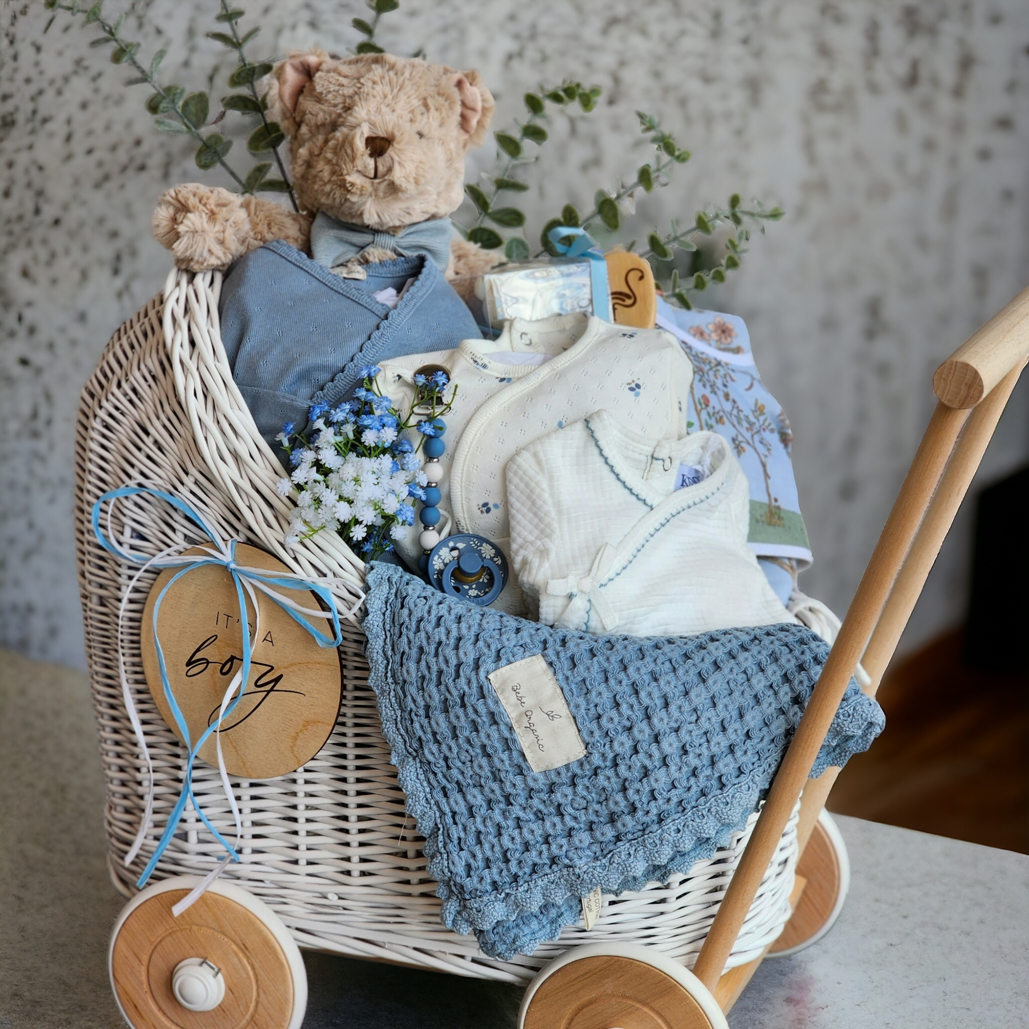 Gift Package In 4 Wheel Carriage  - Baby Boy