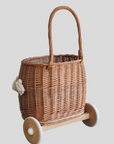 HANDMADE WOODEN WICKER PULLY CARRIAGE