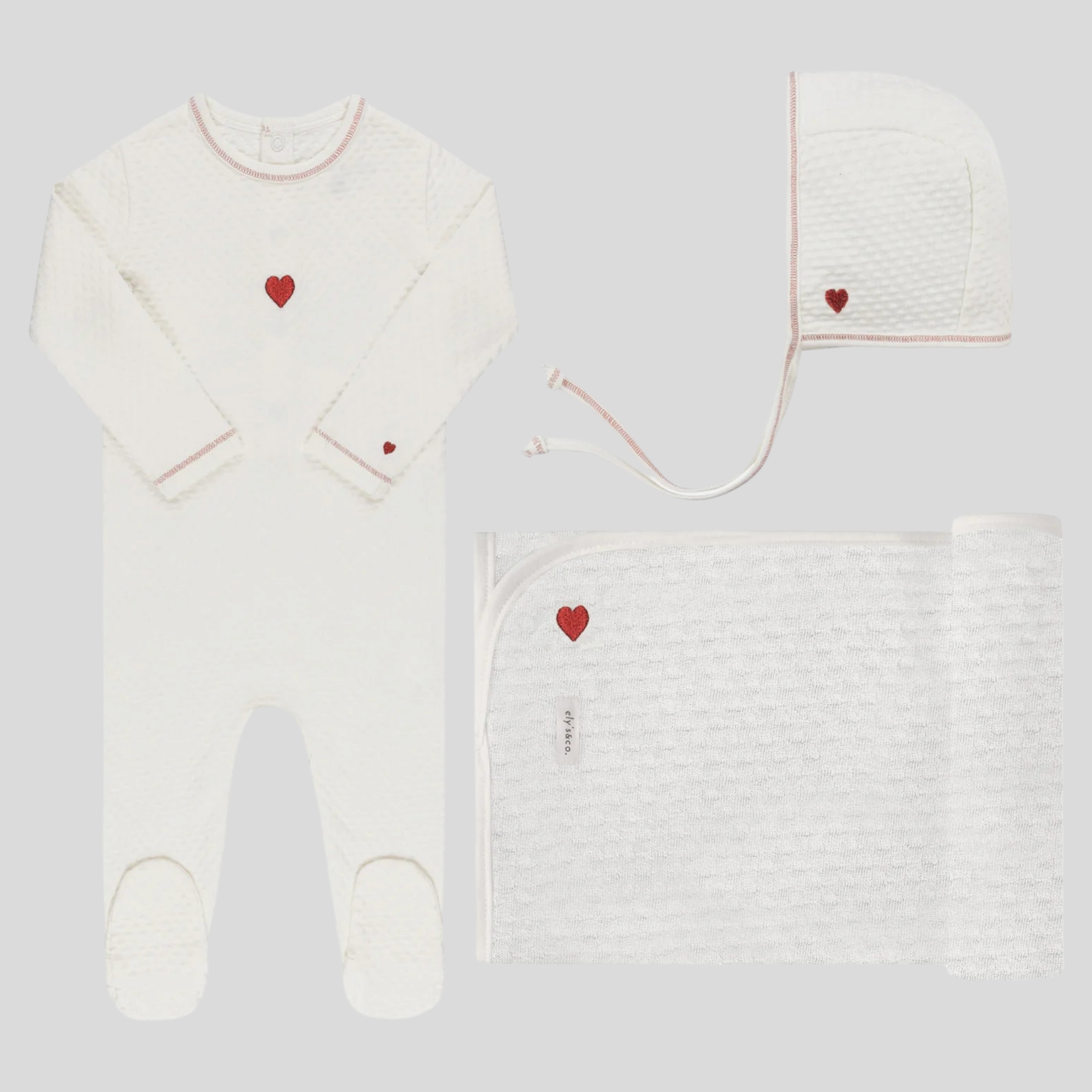 Ely&#39;s &amp; Co Embroidered Heart Footie Set