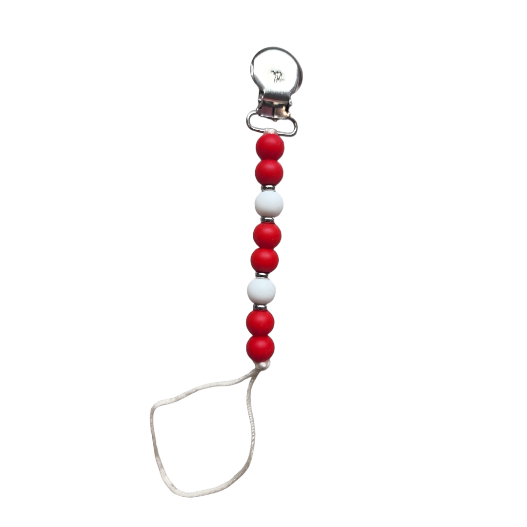 Three Hearts 2/3 Red Pacifier Clip