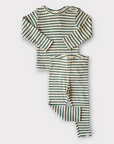 Petit Piao Emerald Green Striped 2pc Set