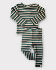 Petit Piao Emerald Green Multi Striped 2pc Set