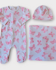 Cotton Pompom Butterfly Footie Set