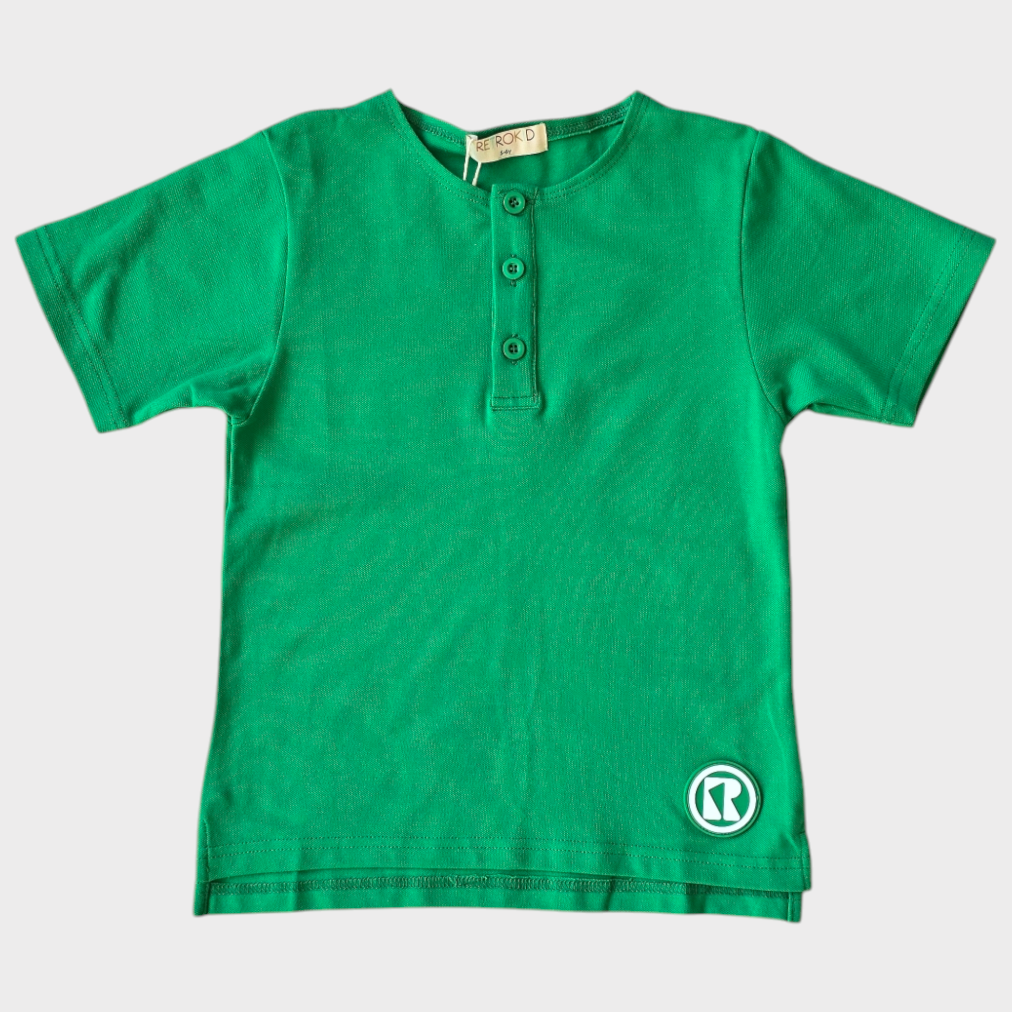 Retrokid Bright Green Riley Rubber Logo Henley Tee