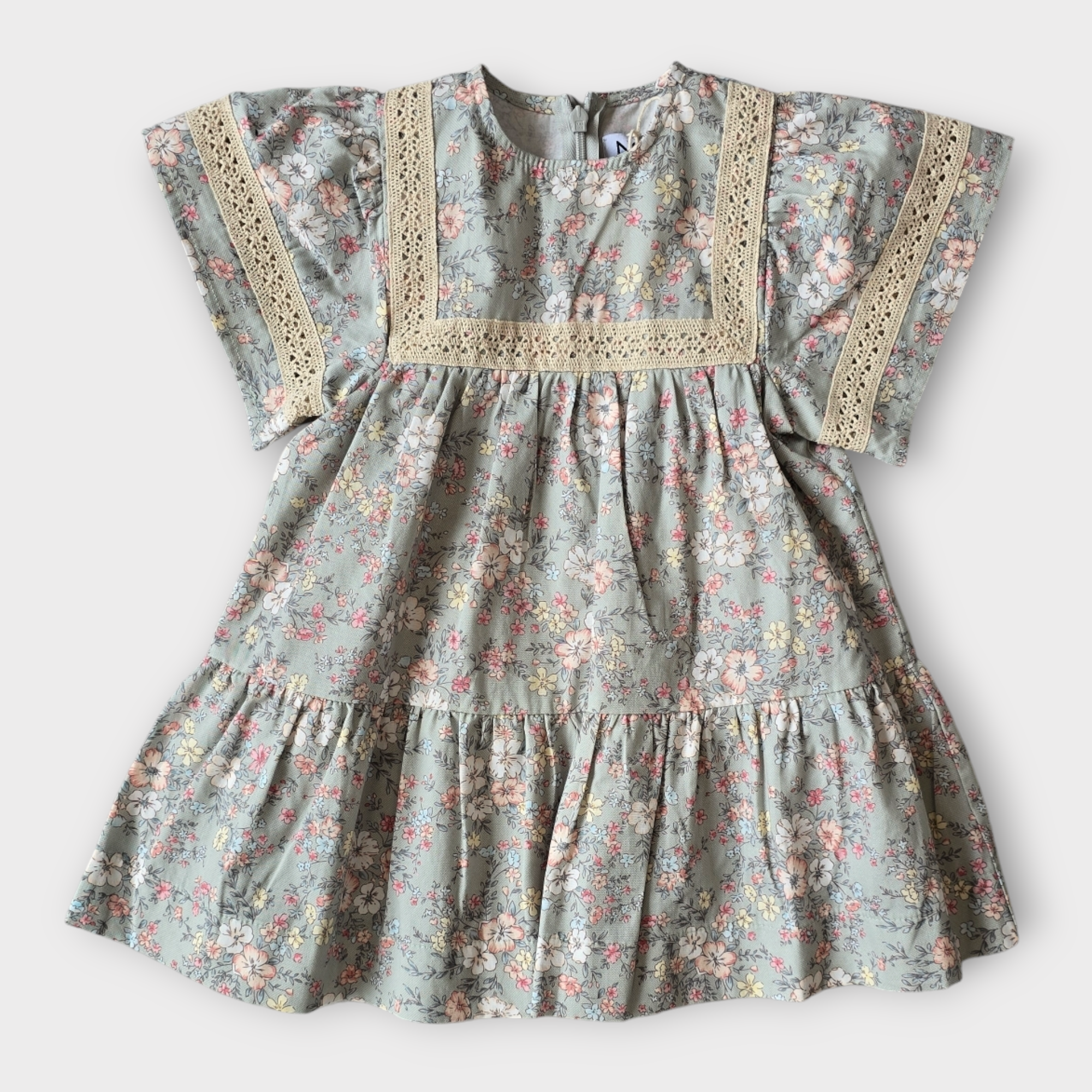 Noma Mint Floral Crochet Ribbon Dress