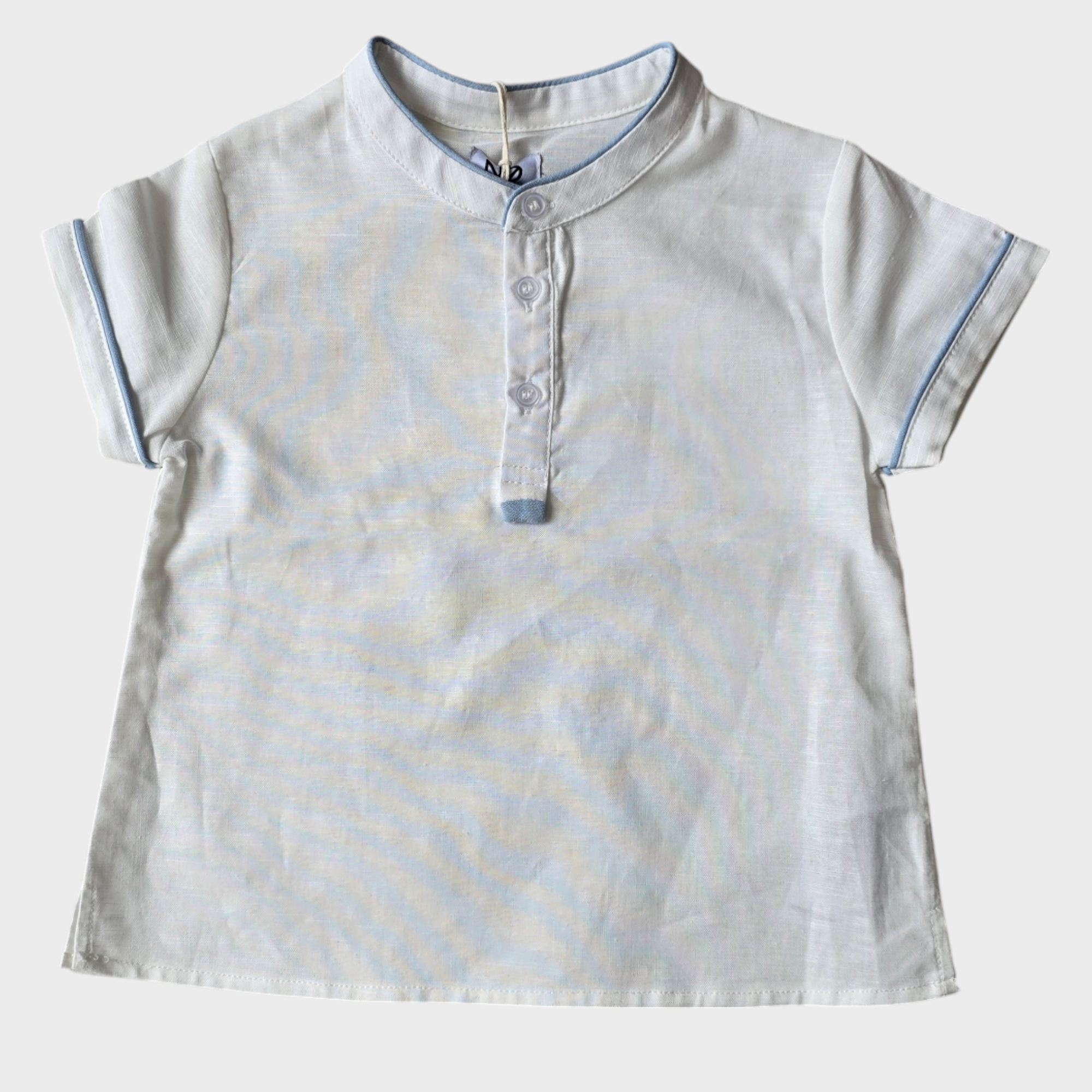 Noma White Mandarin Collar Placket Shirt