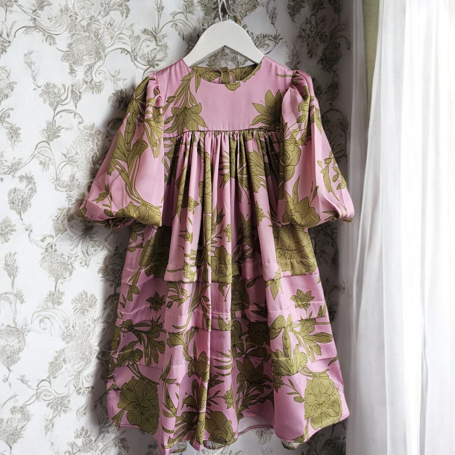 Christina Rhode Pink Olive Gardenia Dress