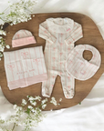 Atelier Babbi Pink 4Pc Ribbon Footie Set