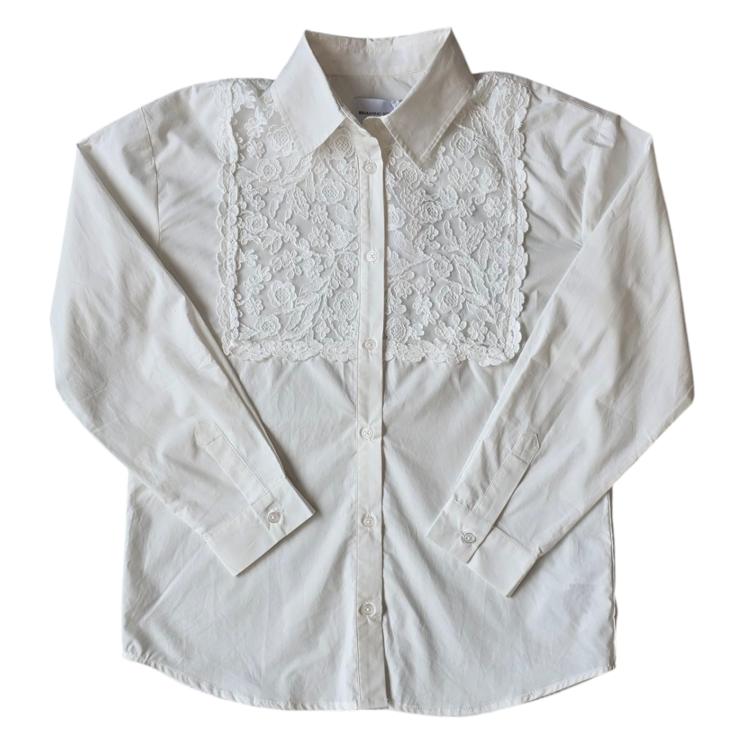 Ermanno Scervino Natural Cotton Blouse With Embroidery