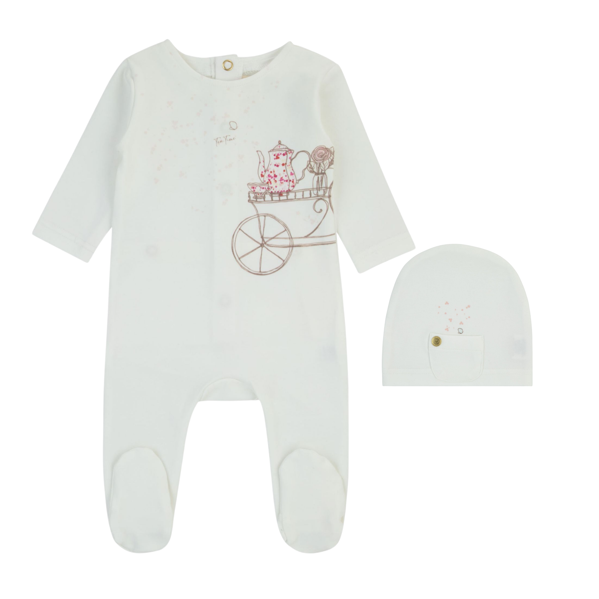 Cadeau Tea Cart Girls Footie & Hat Cadeau Tea Cart Girls Footie & Hat