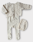 Lilette Pointelle Emblem Cardigan Set