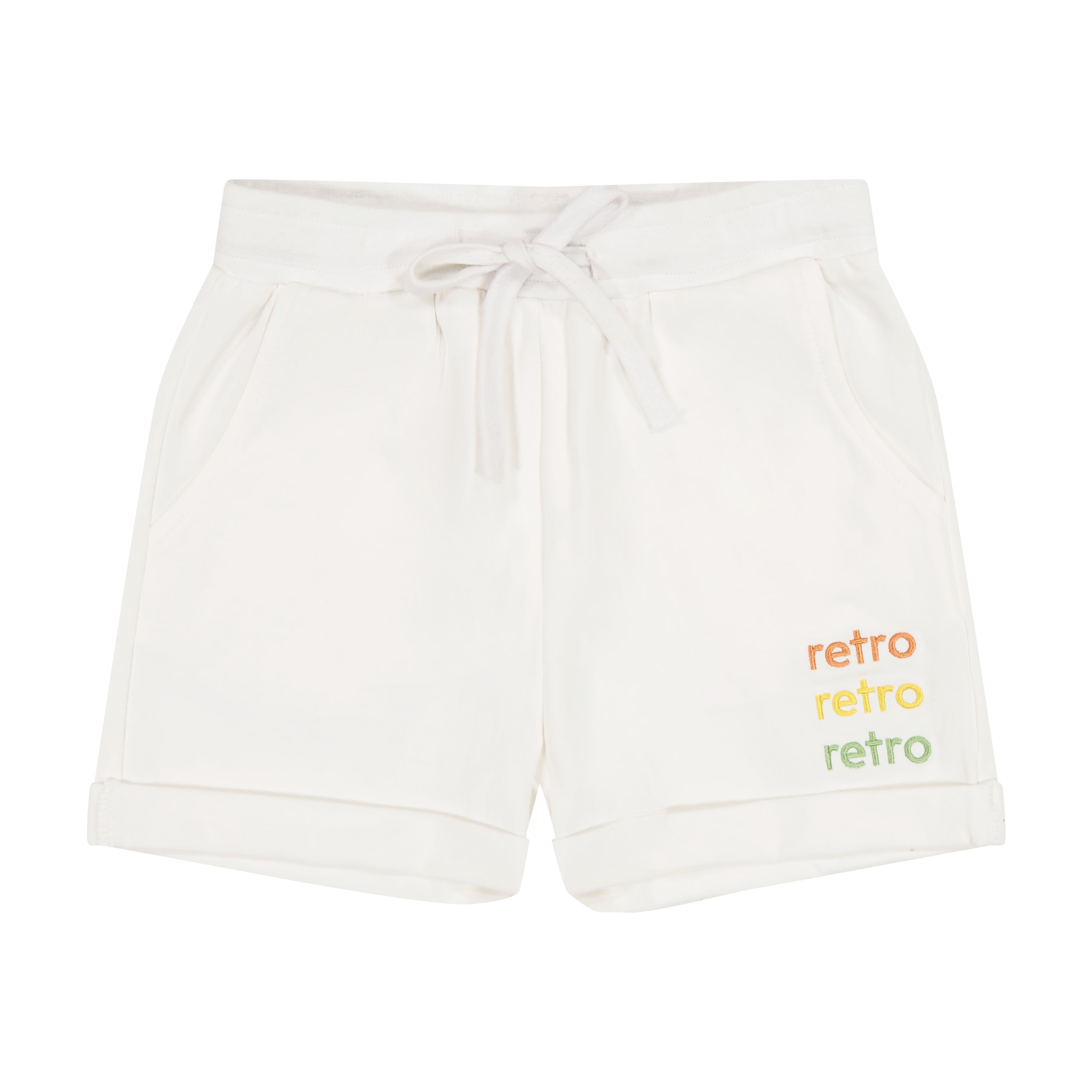 RetroKid White Multi Poppy Boy Shorts – flamingobabychild