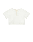 Alberta Ferretti White Rhinestone Logo Viscose T-Shirt
