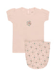 Ely's And Co Pink Ribbed Floral Embroidered 2 Piece Set