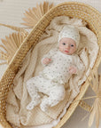 Ely's And Co Ivory Ribbed Printed Palm Footie + Beanie