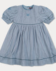 Orange Dimanche Sky Blue Textured Cotton Dress