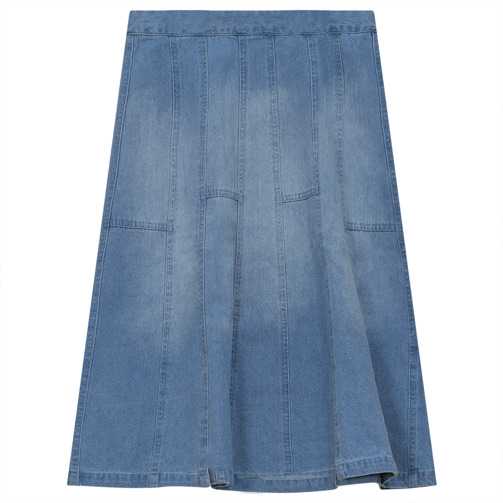 Fyi Denim Wash Flare Panel Skirt