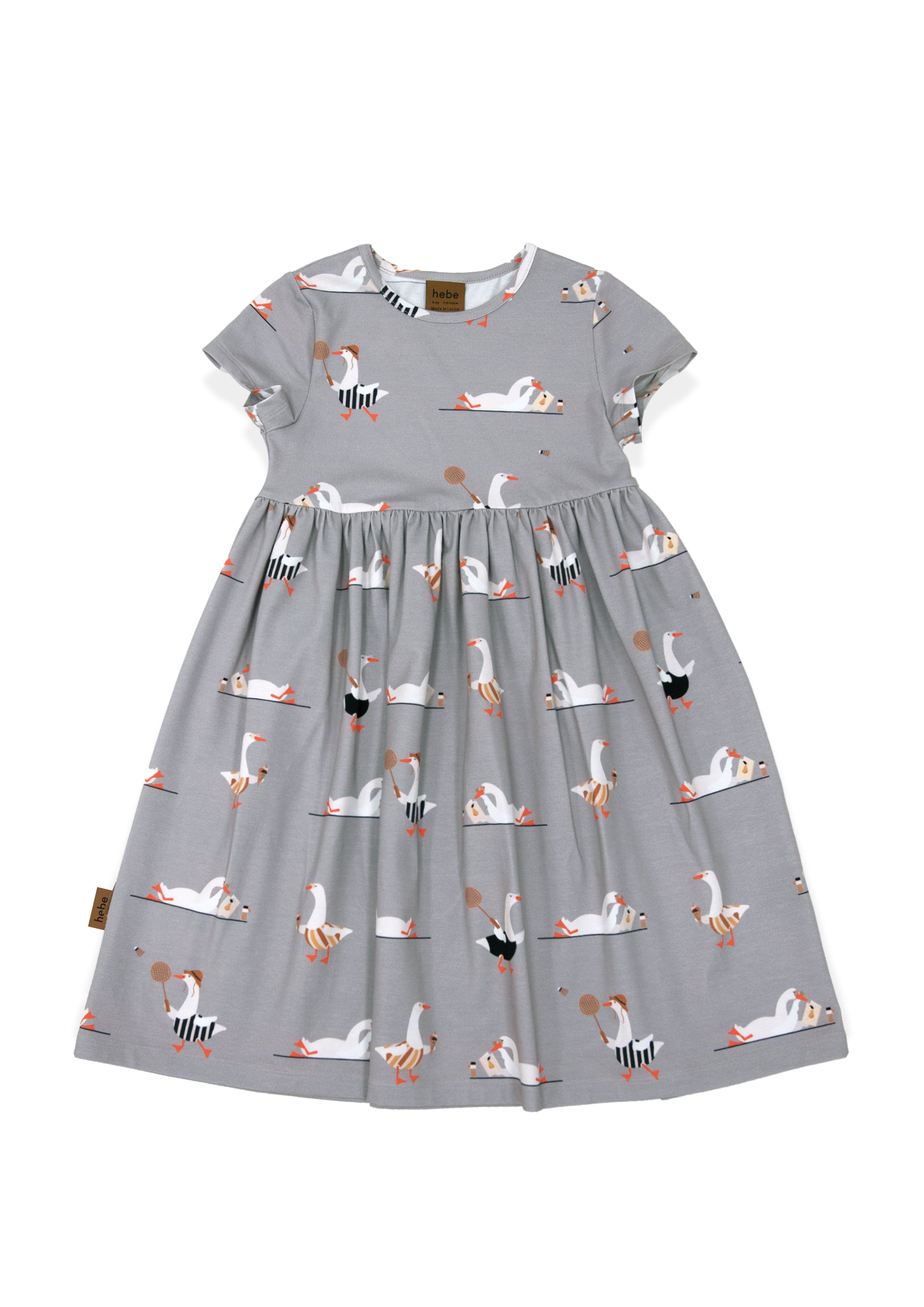 Hebe Grey Goose Print Dress