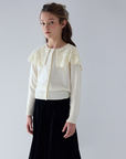 Petite Amalie Peep Lace Hem Velvet Skirt