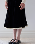 Petite Amalie Peep Lace Hem Velvet Skirt