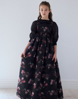 Petite Amalie Black Floral Organza Gown With Blouse