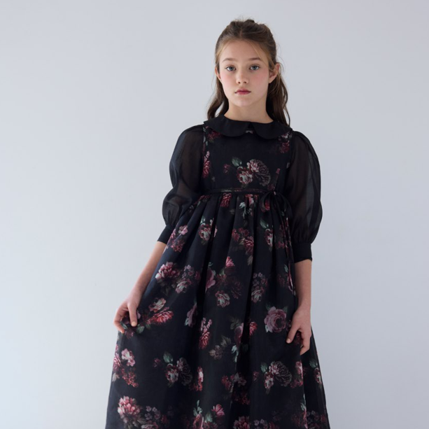 Petite Amalie Black Floral Organza Gown With Blouse 1569/2157 / 7y