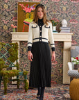 Laurent Teen Cream Knit Cardigan With Pleated Lower Dress