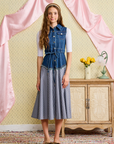 Laurent Denim Top/Striped Skirt Jumper