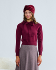 Laurent Wine Knit With Bow Collar Top
