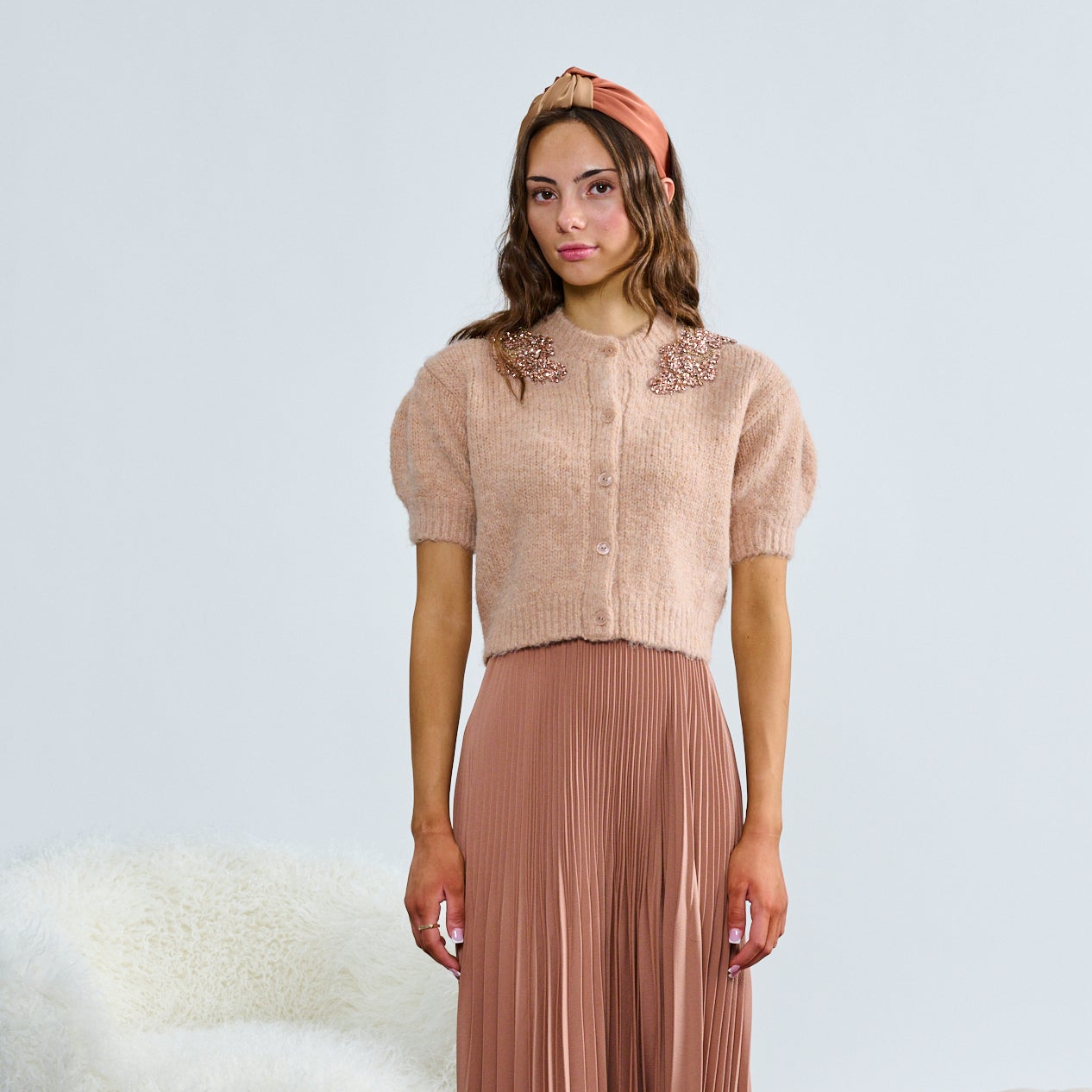 Laurent Stone Millicent Embellished Cardigan Top