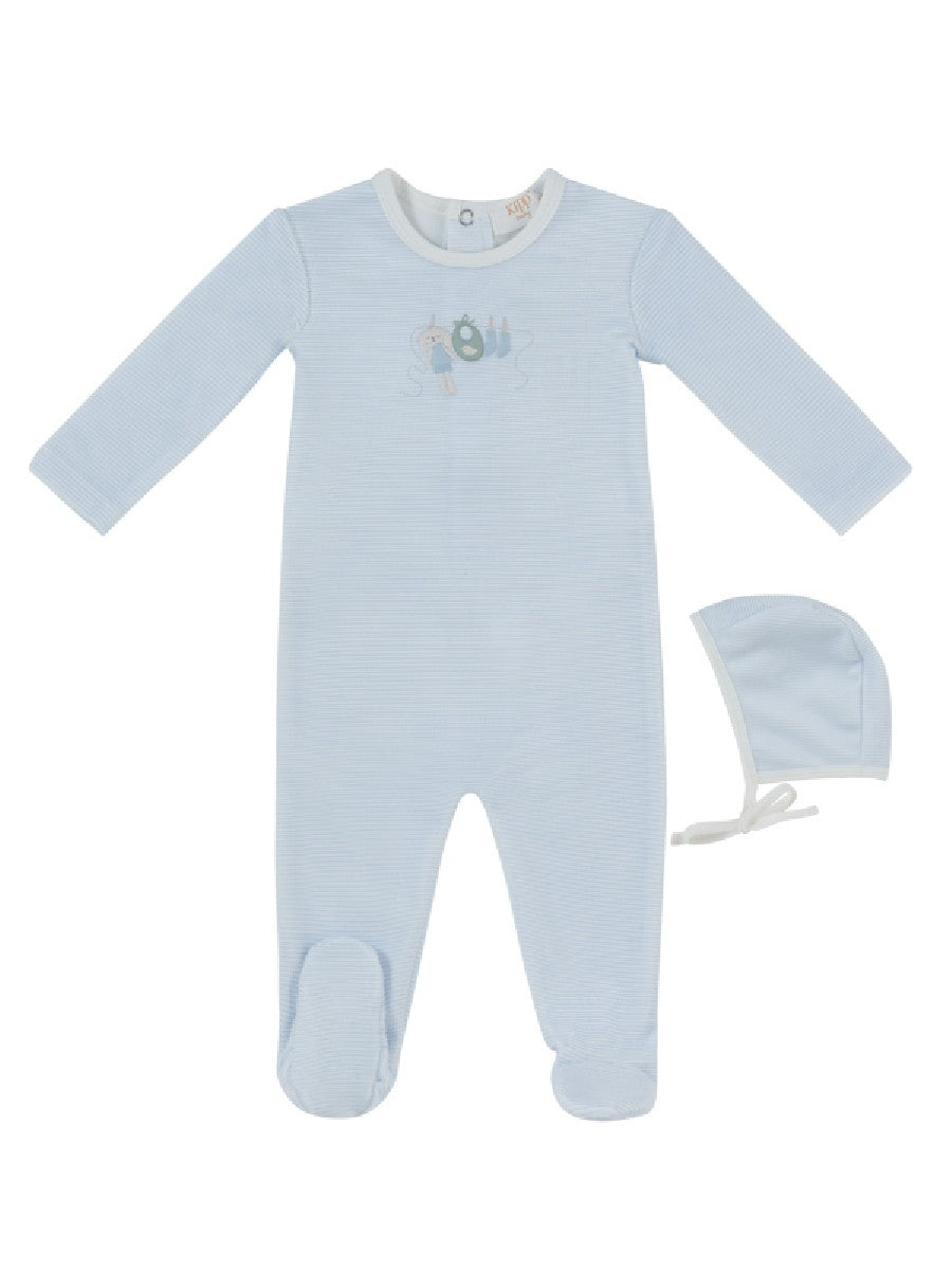 Kipp Blue Bunny Stripe Footie
