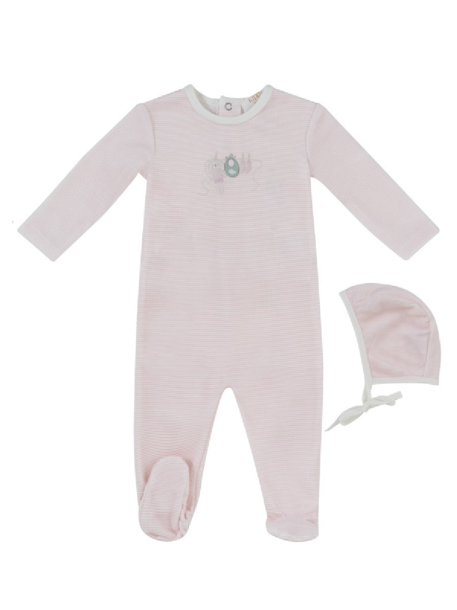 Kipp Pink Bunny Stripe Footie