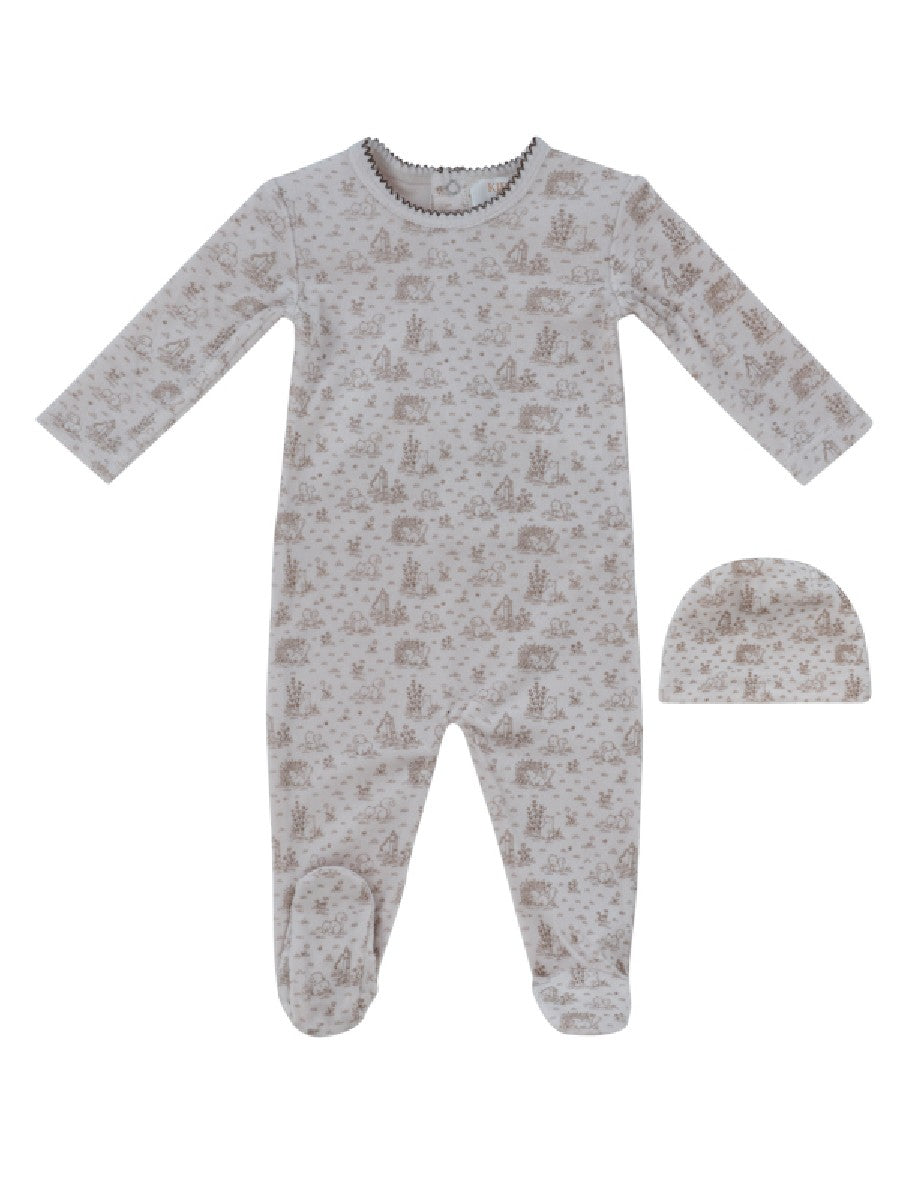 Kipp Taupe Woodland Toile Footie