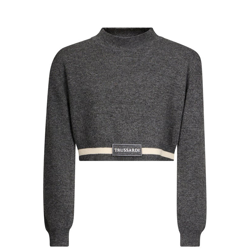 Trussardi Grey Logo Waist Sweater