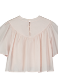 Tangerine Wide Sleeve Blouse With Voile Print Skirt