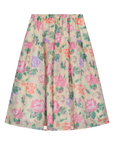 Tangerine Wide Sleeve Blouse With Voile Print Skirt