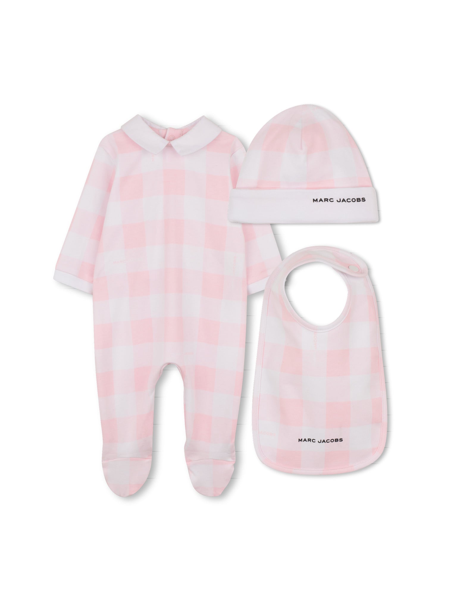 Marc Jacobs Pink Footie WIth Hat And Bib