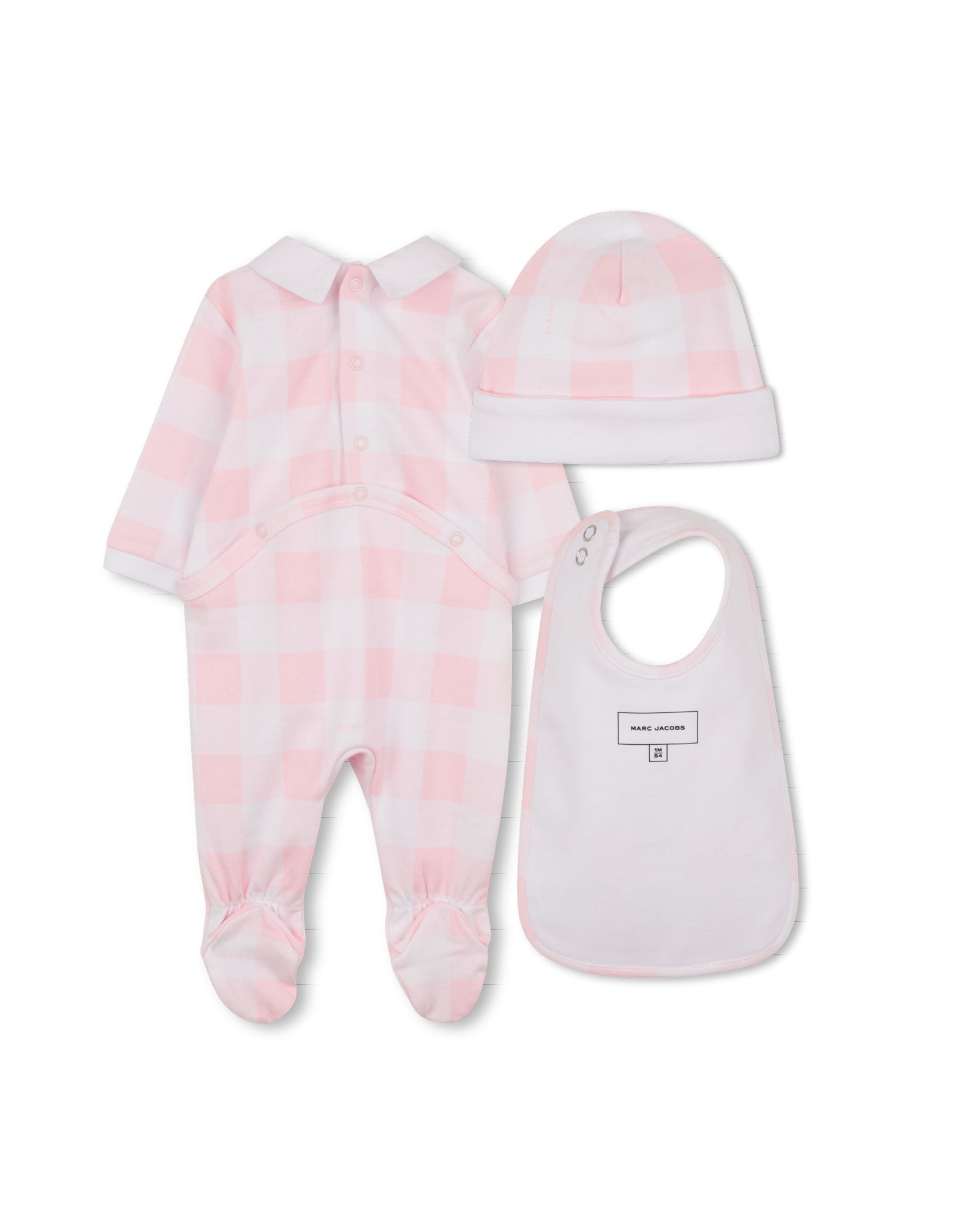 Marc Jacobs Pink Footie WIth Hat And Bib