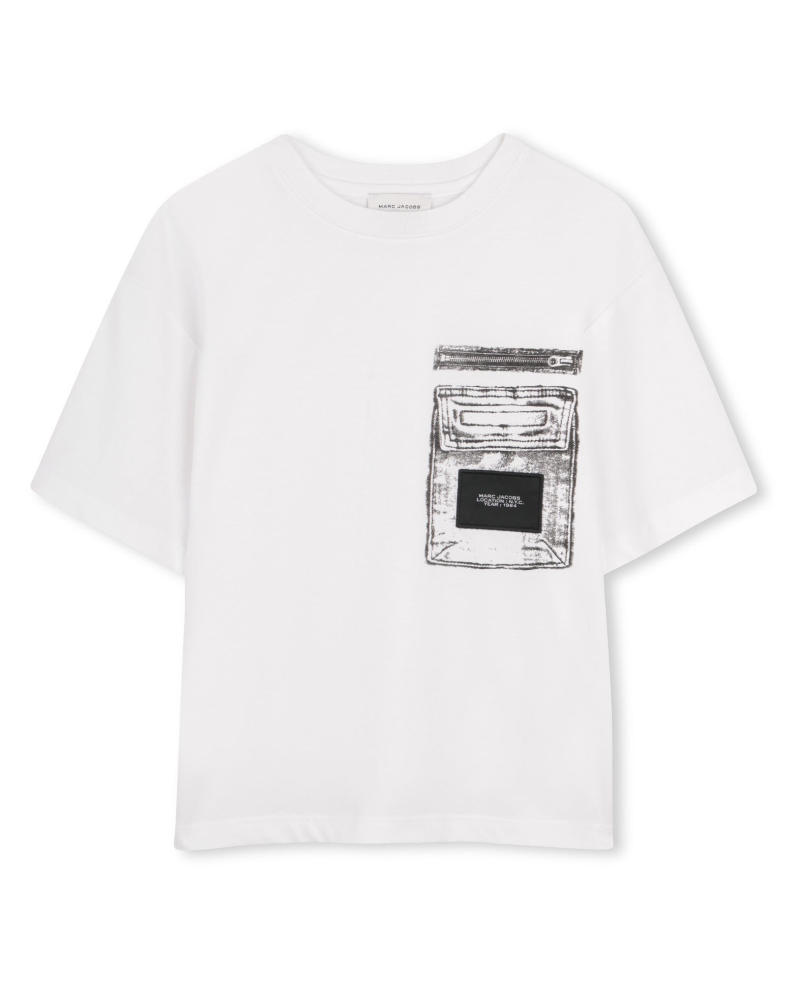 Marc Jacobs White Zipped Patch Pocket T-Shirt