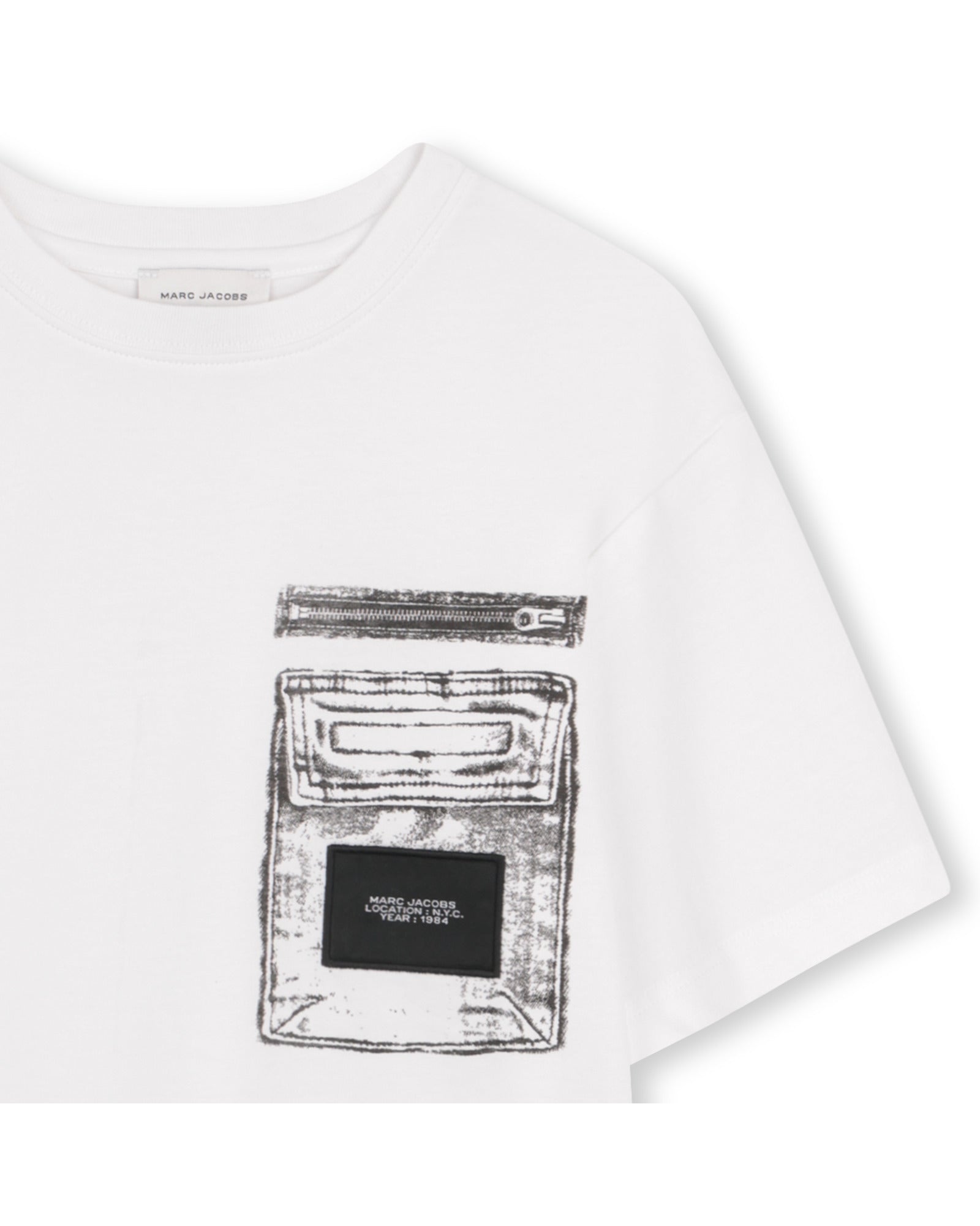 Marc Jacobs White Zipped Patch Pocket T-Shirt