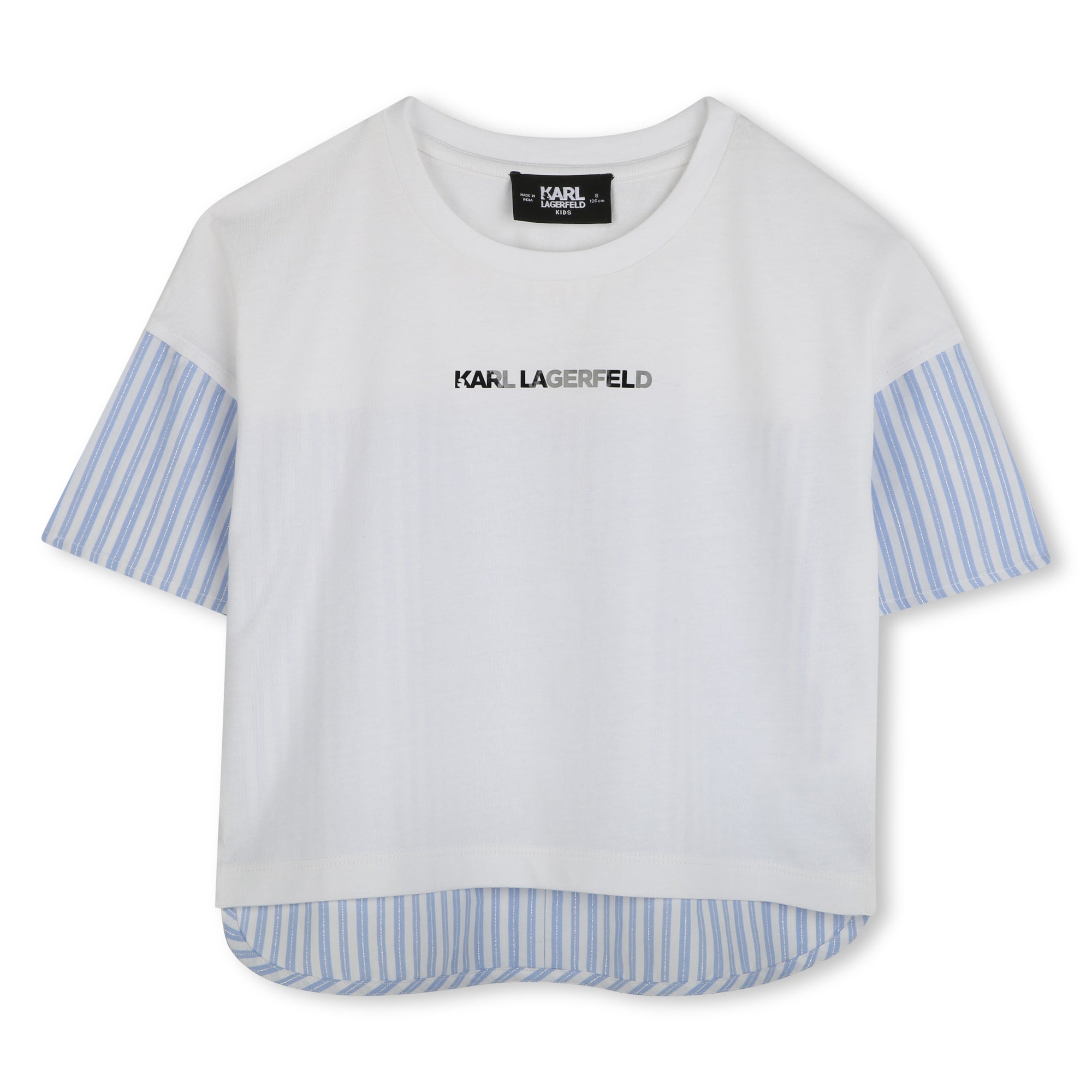 Karl Lagerfeld White Blue Logo Blouse