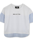 Karl Lagerfeld White Blue Logo Blouse