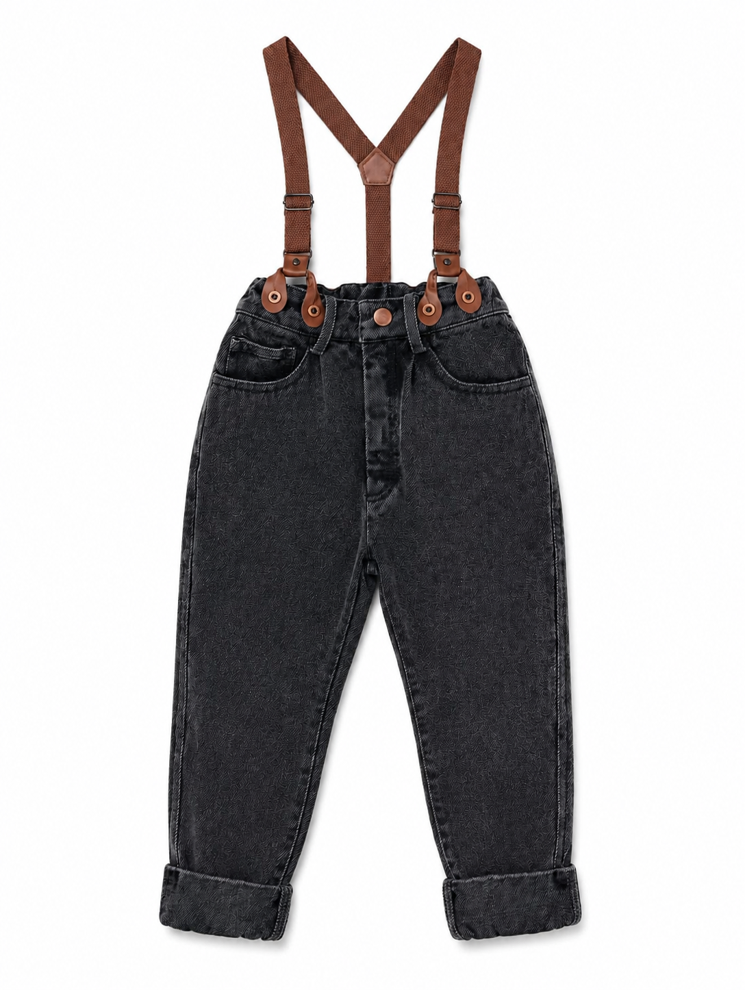 Calla Lili Boys Black Suspender Pants
