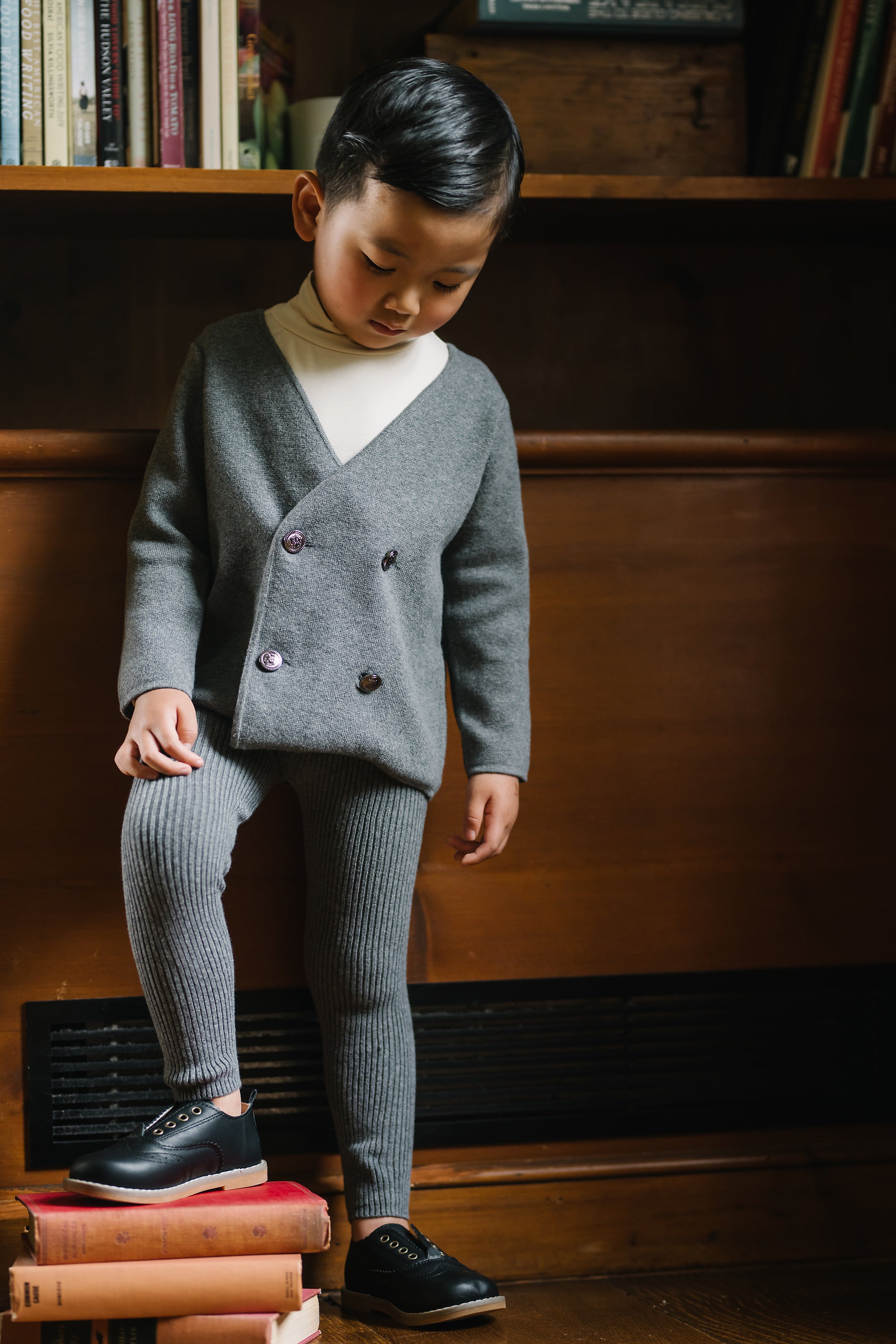 Lil Legs Mid Grey Double Breasted Knit Blazer