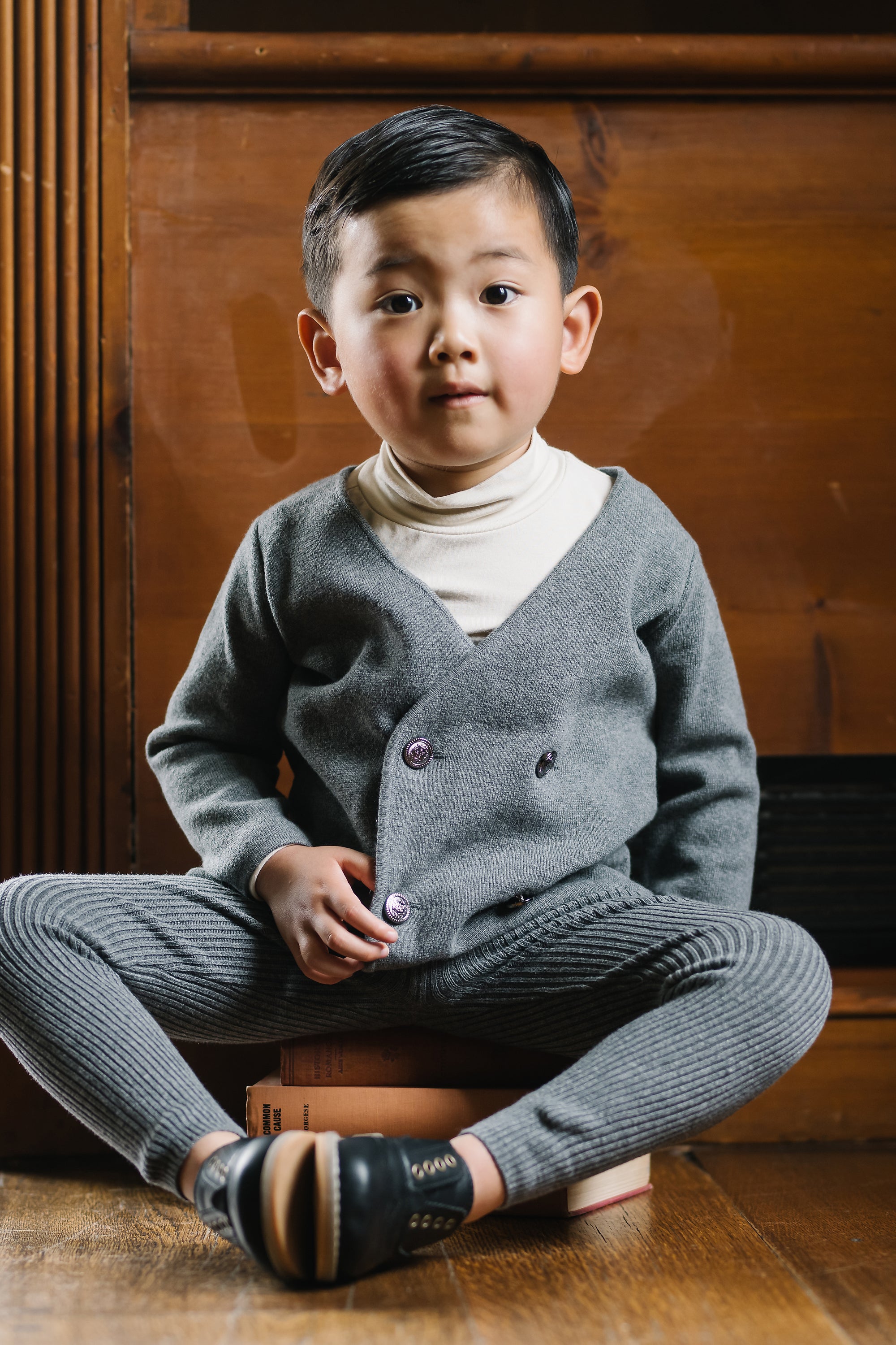 Lil Legs Mid Grey Double Breasted Knit Blazer