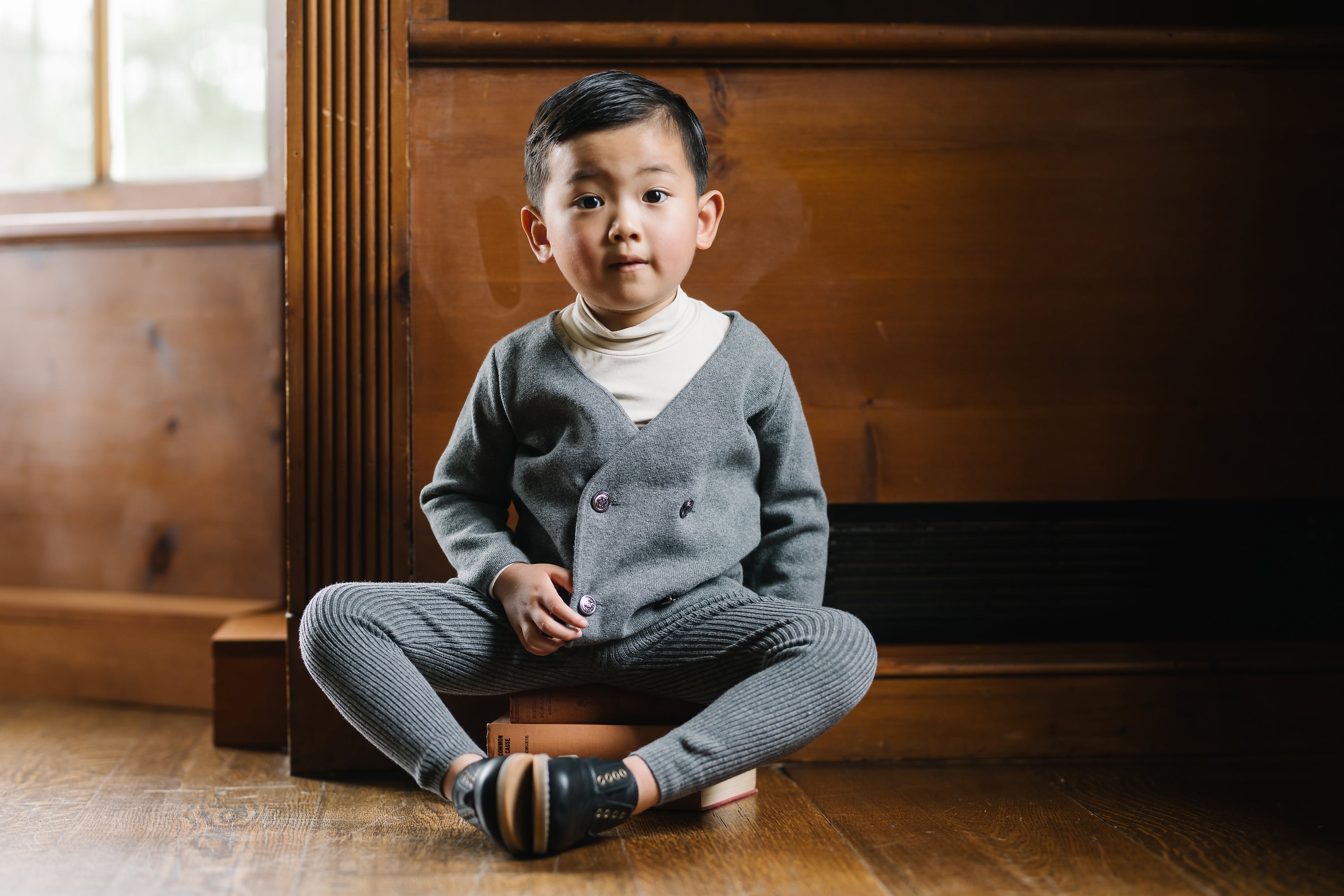 Lil Legs Mid Grey Double Breasted Knit Blazer